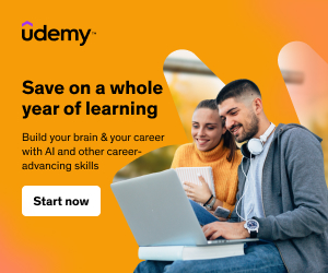 Learner working through an AI course on a laptop